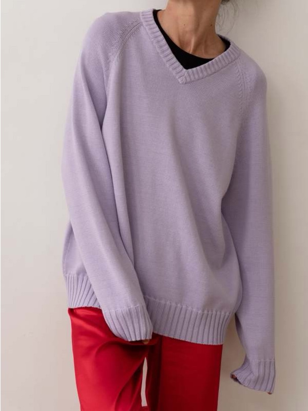 Donni NWT Cotton Knit V-Neck Sweater
